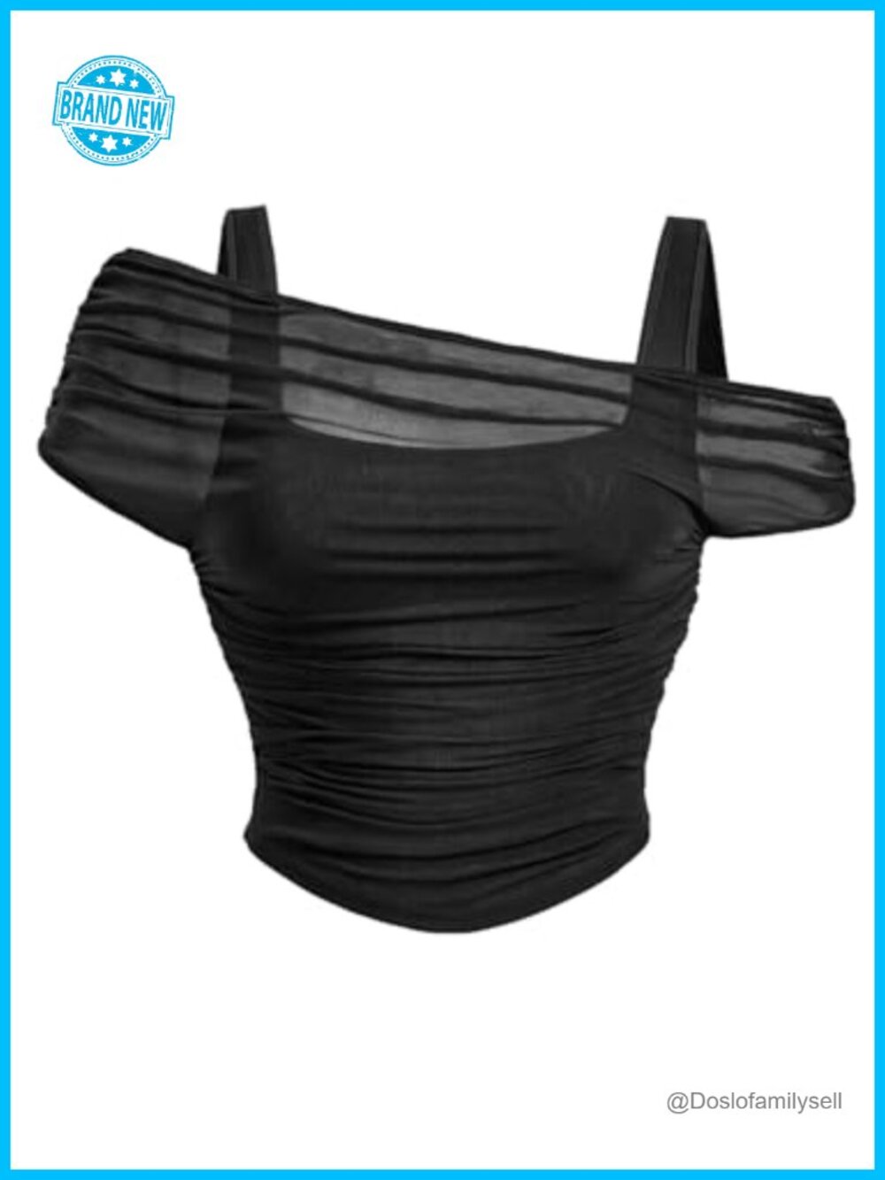 Plus Size Sheer Mesh Off Shoulder Asymmetrical Short Sleeve T-Shirt